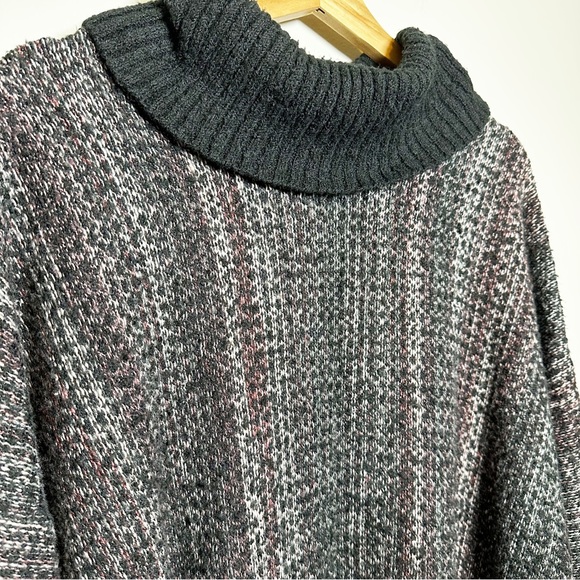 J.Jill PureJill Brown Black Marled Oversized Turtleneck Tunic Sweater - Picture 7 of 9